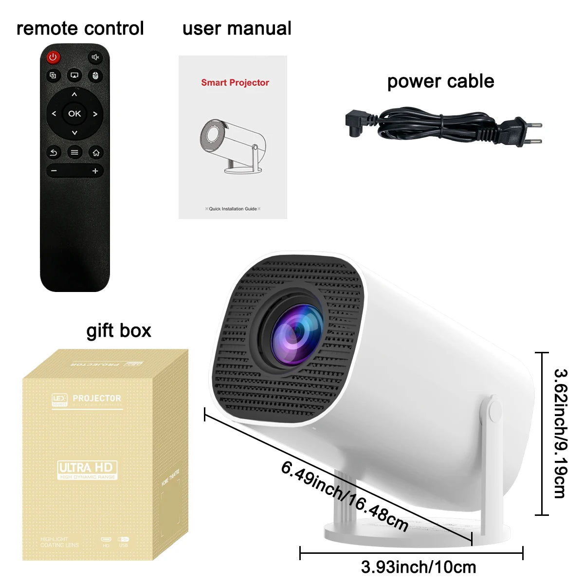 Smart Mini Projector with WiFi, Bluetooth & 4K Support