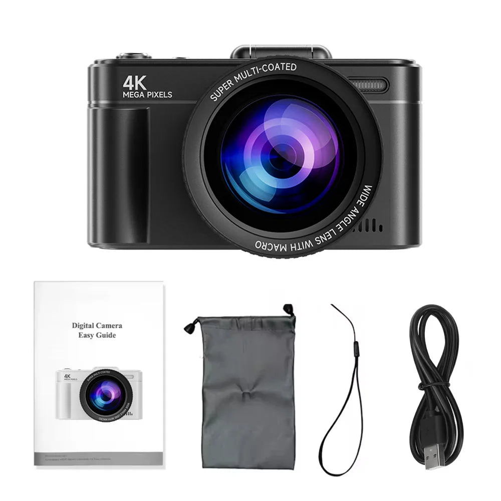 4K 64MP Retro Compact Digital Camera with Autofocus
