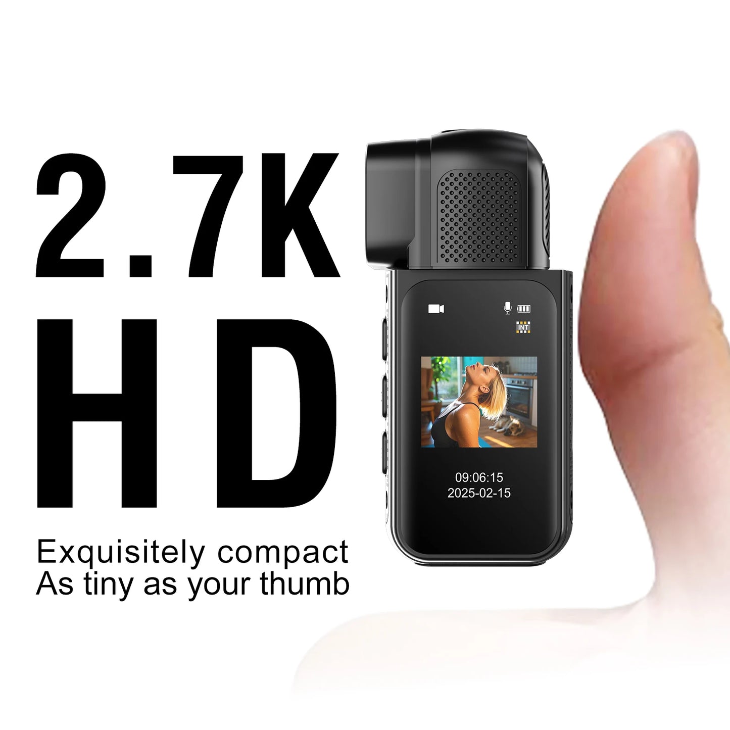 Mini 2.7K HD Action Camera | 180° Rotatable & Magnetic