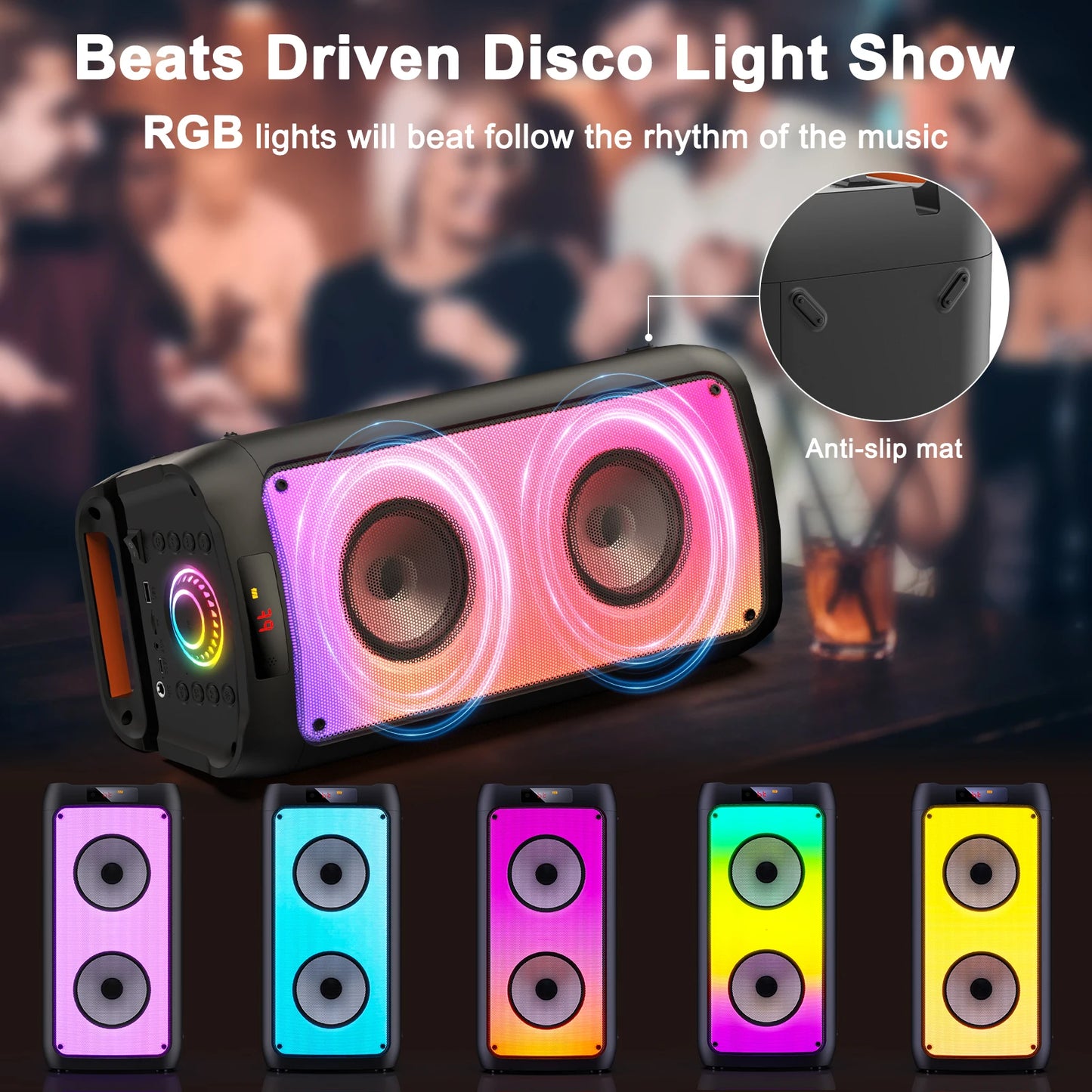 T10-T Wireless Bluetooth Speaker & Karaoke Machine with 2 Microphones
