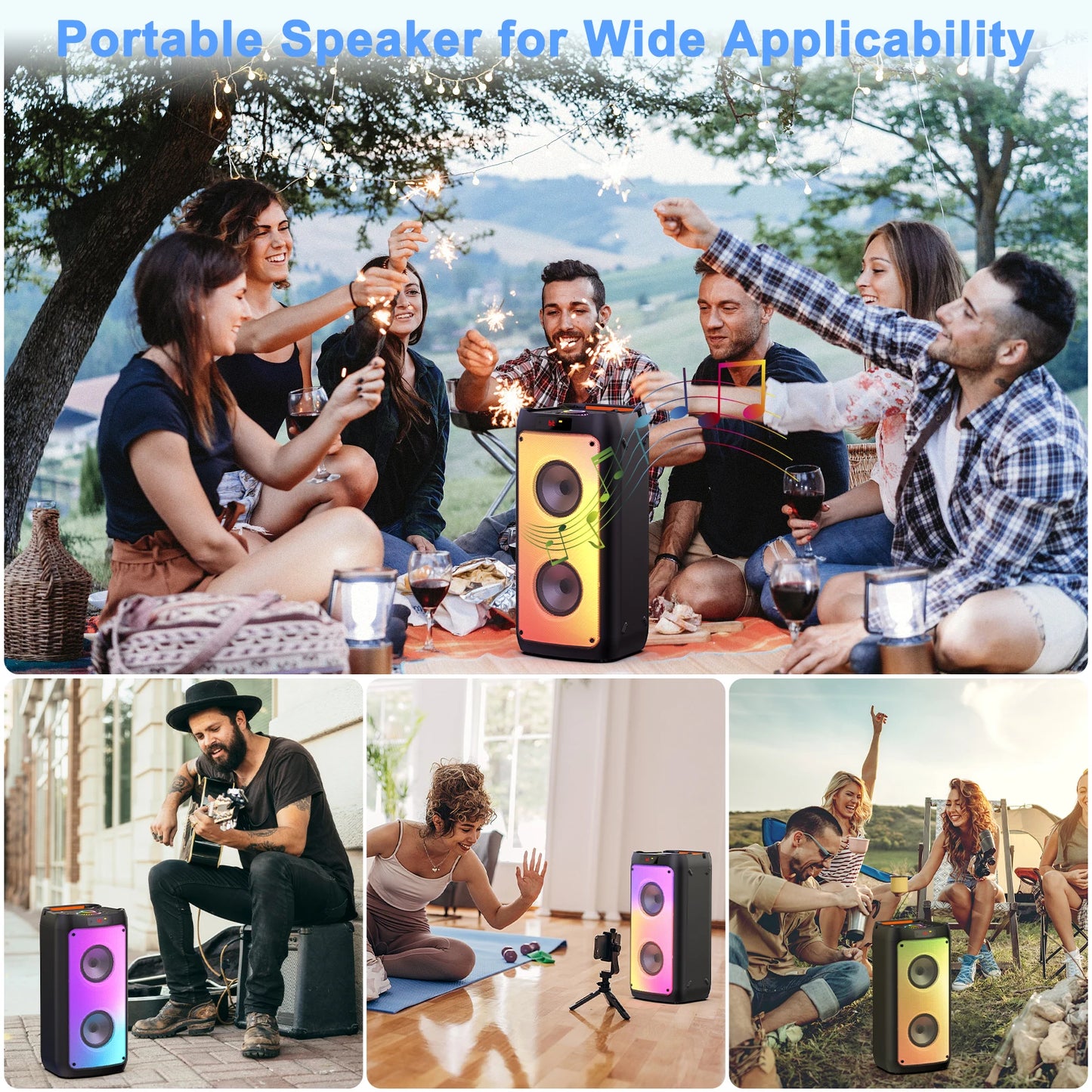 T10-T Wireless Bluetooth Speaker & Karaoke Machine with 2 Microphones