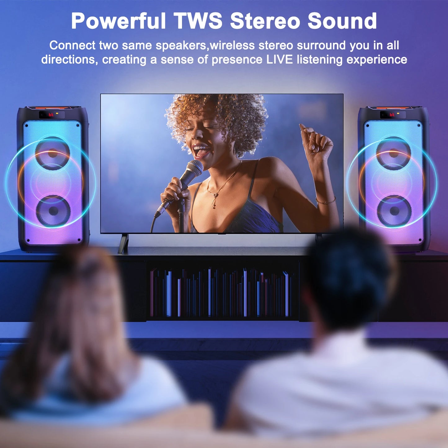 T10-T Wireless Bluetooth Speaker & Karaoke Machine with 2 Microphones