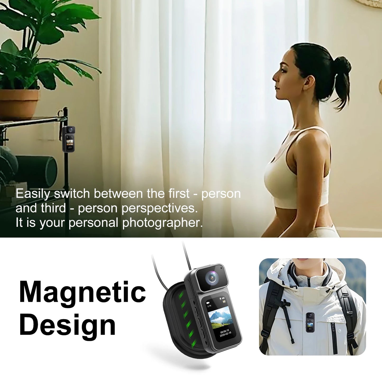 Mini 2.7K HD Action Camera | 180° Rotatable & Magnetic