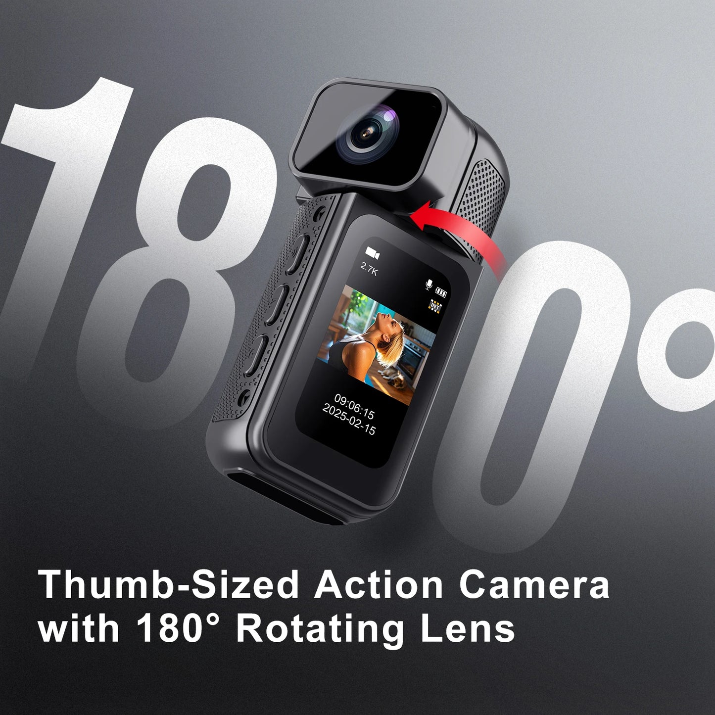 Mini 2.7K HD Action Camera | 180° Rotatable & Magnetic