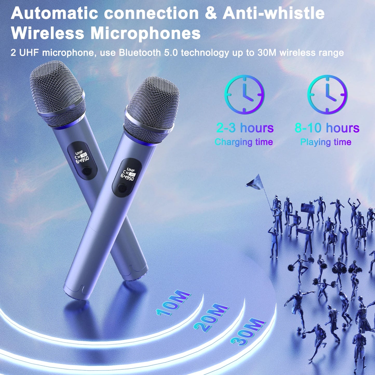 T10-T Wireless Bluetooth Speaker & Karaoke Machine with 2 Microphones