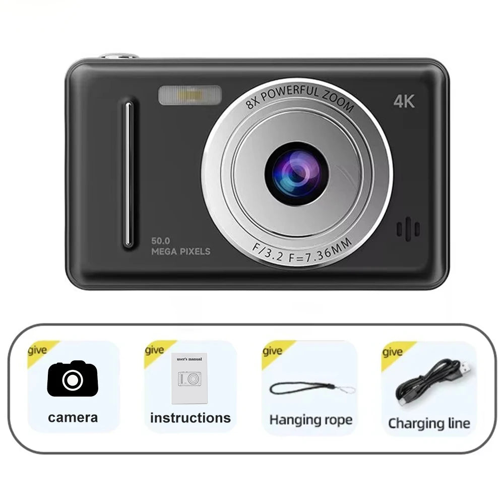 4K 50MP Retro CCD Digital Camera with Autofocus