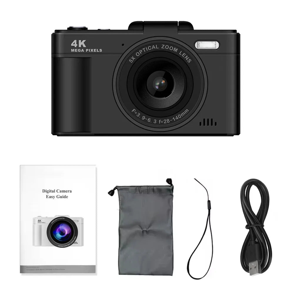 4K 64MP Retro Compact Digital Camera with Autofocus