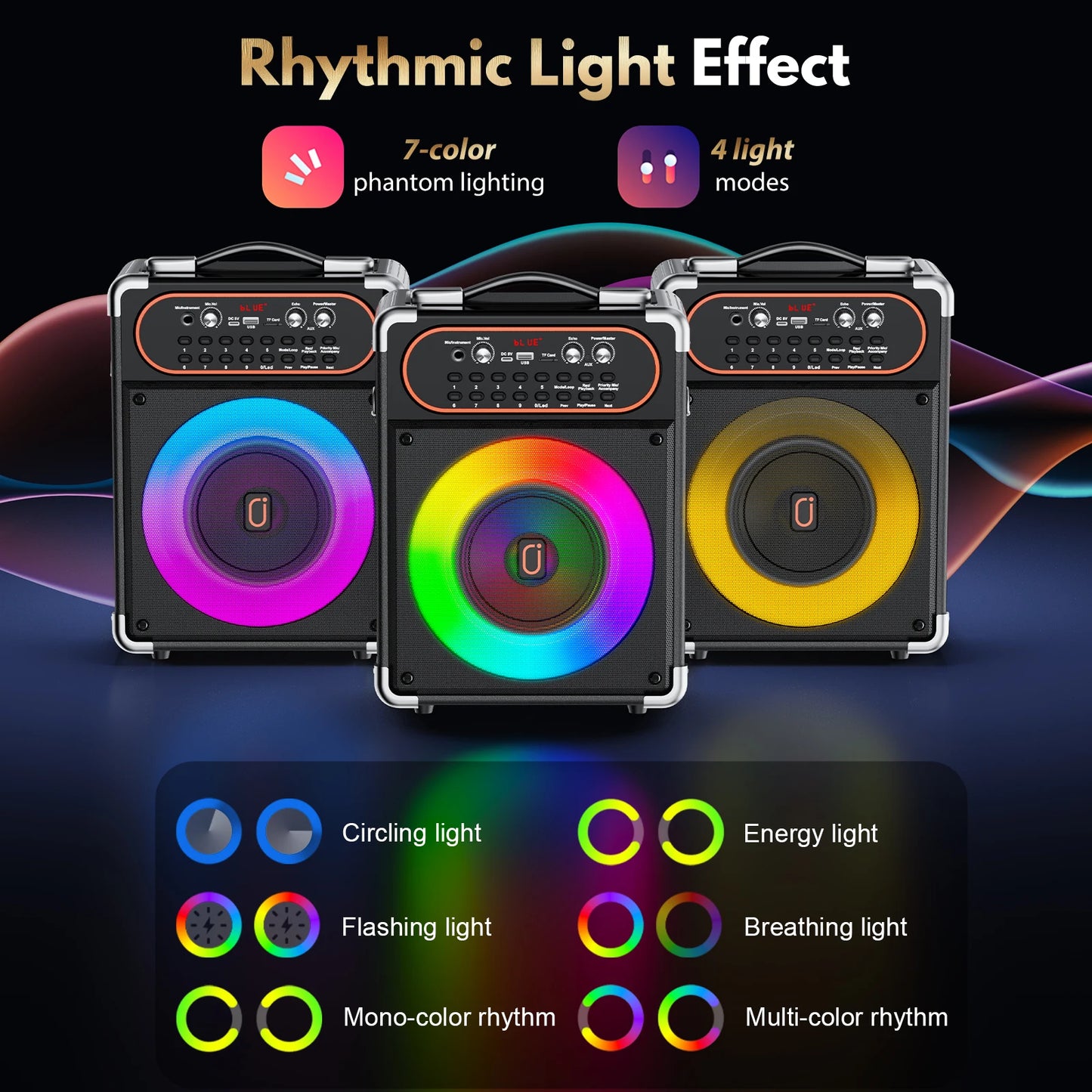 S68 Portable Bluetooth 5.3 Karaoke Speaker with 2 Microphones