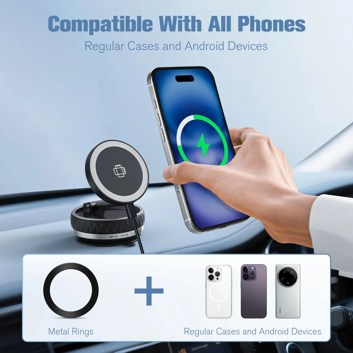 15W Magnetic Wireless Car Charger & Phone Holder