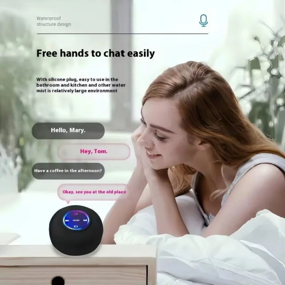 Waterproof LED Wireless Bluetooth Shower Speaker with Suction Cup