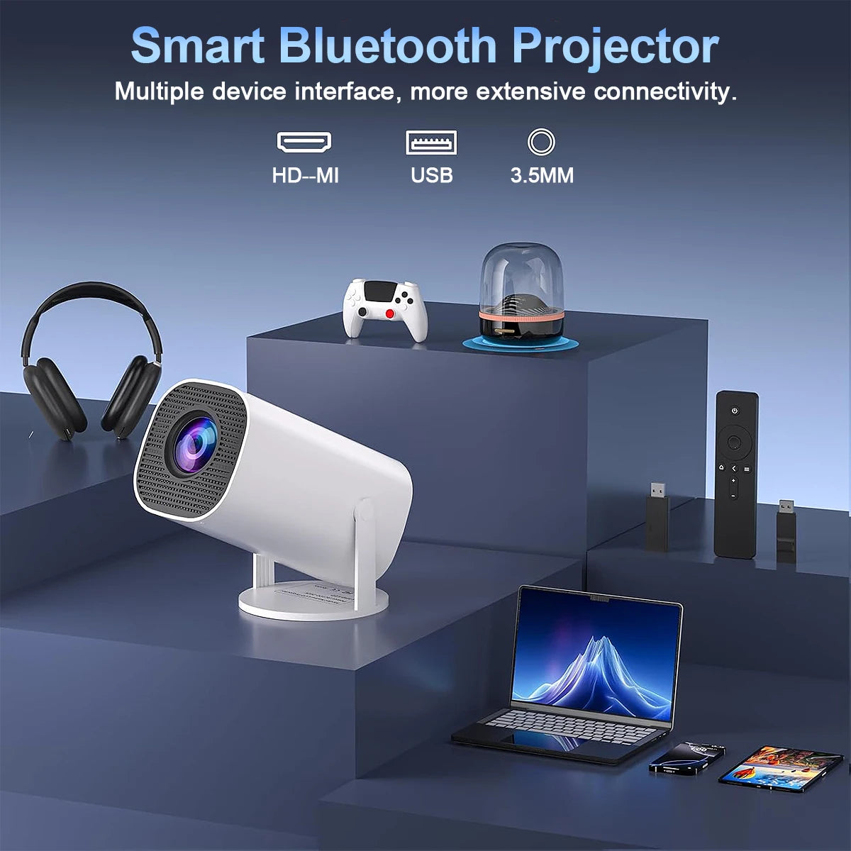 Smart Mini Projector with WiFi, Bluetooth & 4K Support