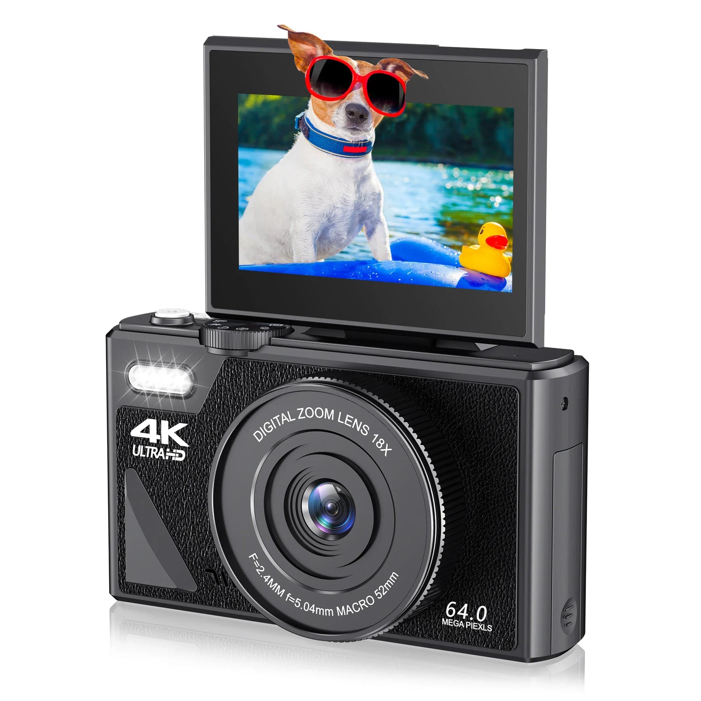 4K Digital Camera with 18X Digital Zoom & Flip Screen