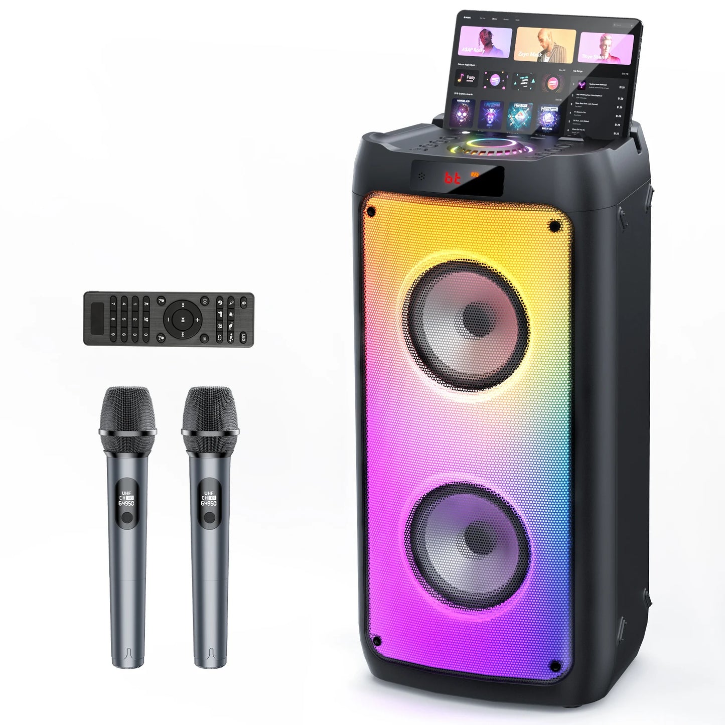 T10-T Wireless Bluetooth Speaker & Karaoke Machine with 2 Microphones