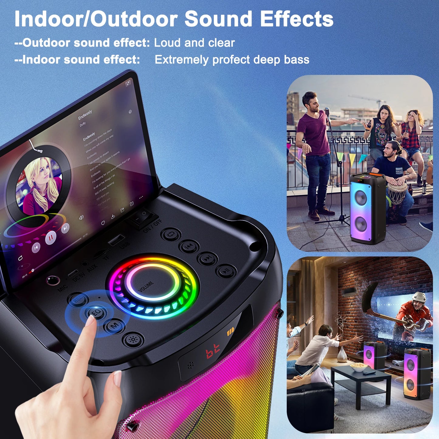 T10-T Wireless Bluetooth Speaker & Karaoke Machine with 2 Microphones