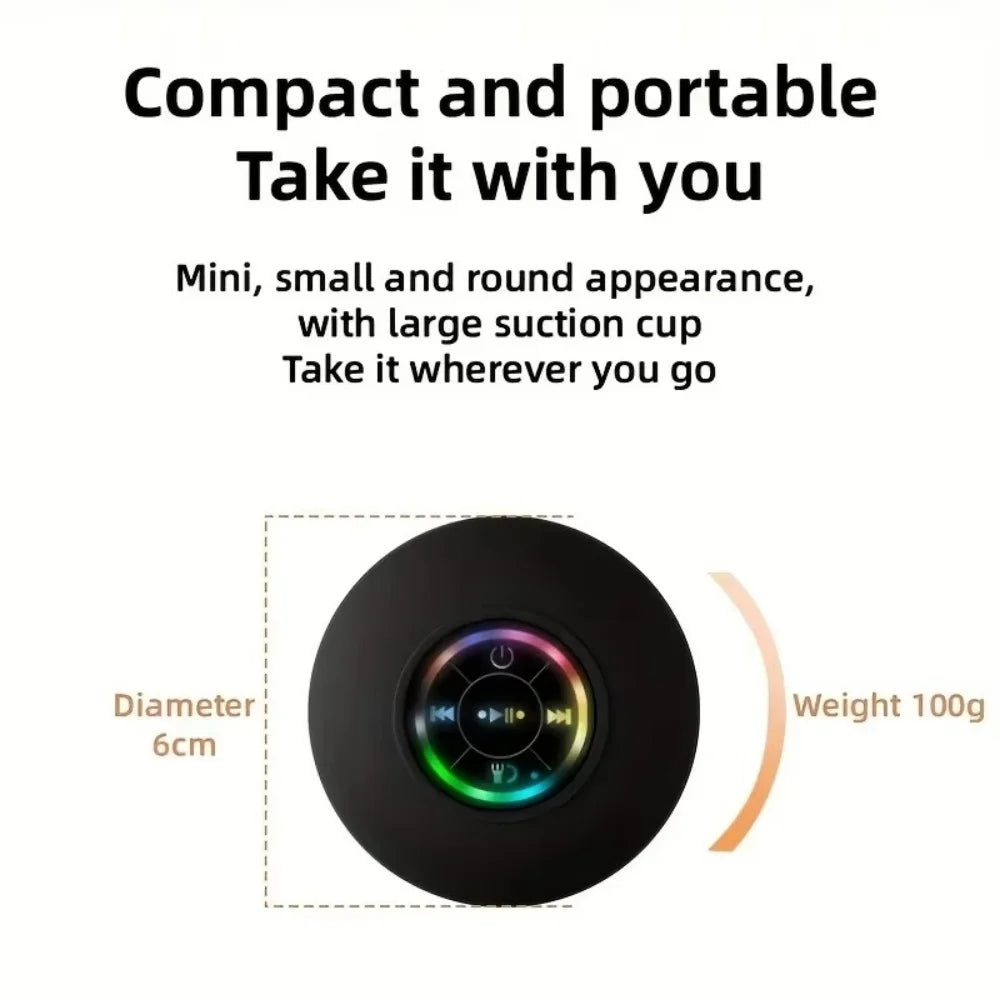 Waterproof LED Wireless Bluetooth Shower Speaker with Suction Cup