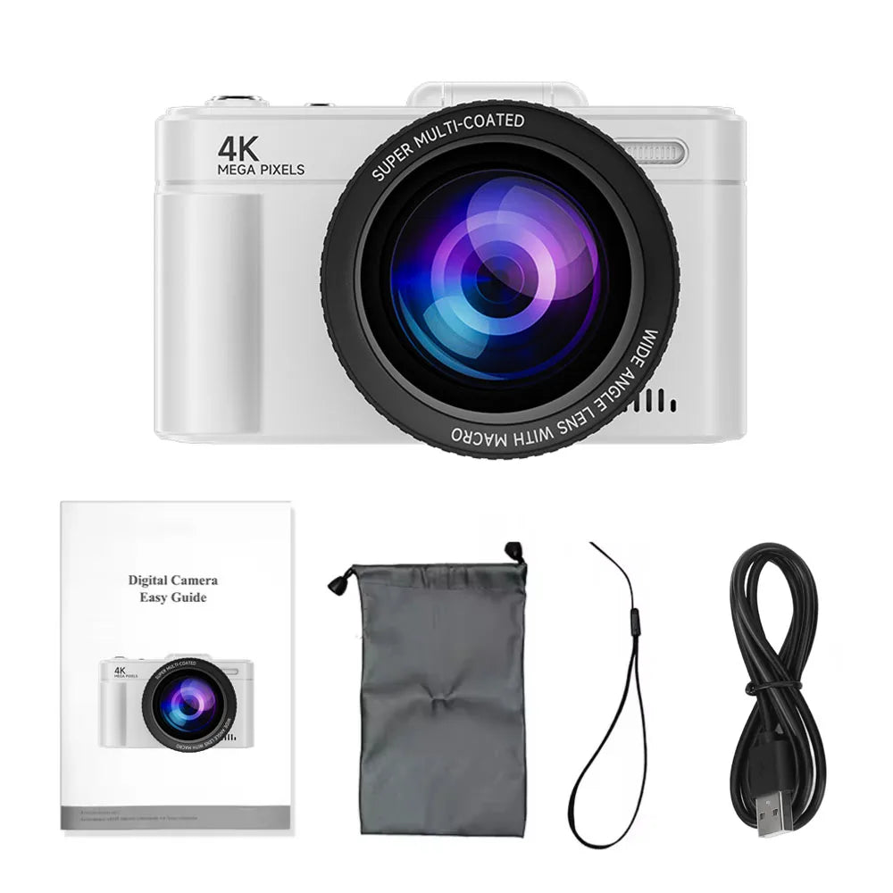 4K 64MP Retro Compact Digital Camera with Autofocus