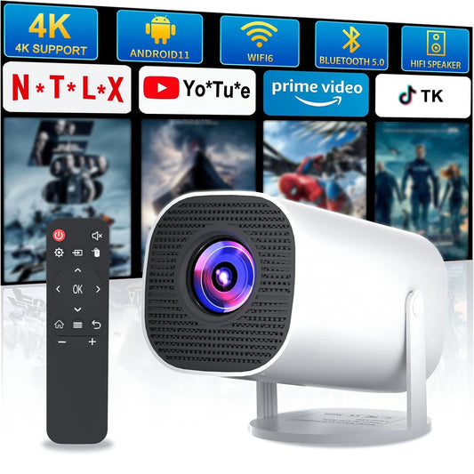 Smart Mini Projector with WiFi, Bluetooth & 4K Support