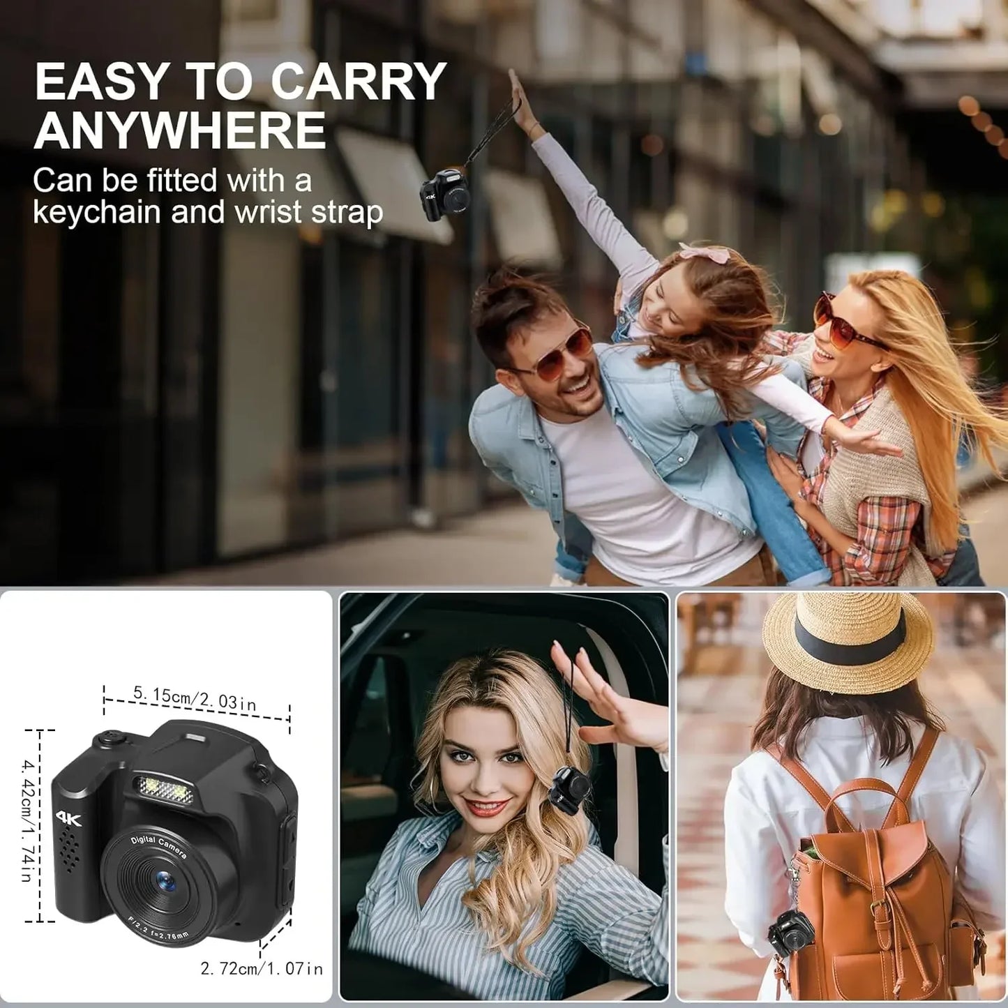 Mini Keychain Camera 4K HD Retro Digital Camera